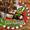 Christmas Tree Skirt 48 Inch, Merry Christmas Red White Stripes Xmas Tree Mat for Home Holiday Party Indoor Outdoor Christmas Tree Decoration