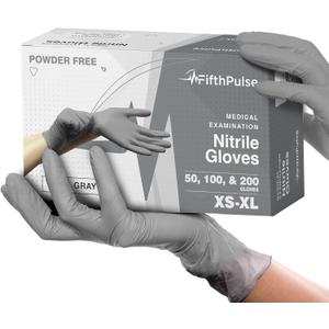 FifthPulse Cool Gray Nitrile Disposable Gloves - Latex Free food Safe Cleaning and Cooking Gloves, Medical Exam Gloves
