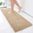 Arotive Luxury Chenille Bathroom Rug Mat, Extra Soft Thick Absorbent Shaggy Bath Rugs, Non-Slip Machine Wash Dry, Plush Bath Mats for Bathroom, Shower and Tub, 47x17, Beige