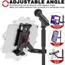 iPad Holder for Mic Stand, Extendable iPad Mic Music Stand Mount Holder with C-Clamp, 360 Rotation Adjustable Tablet Microphone Mount Holder for All 4.7-13.5" Tablet & Smartphones