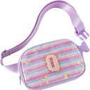 Fanny Pack for Girls,Birthday Easter Gifts,Chenille Initial Letter Girls Crossbody Bag,Preppy Teen Belt Bag for Graduation Travel Gifts,Cute Sequin Trendy Stuff. (O, Purple)