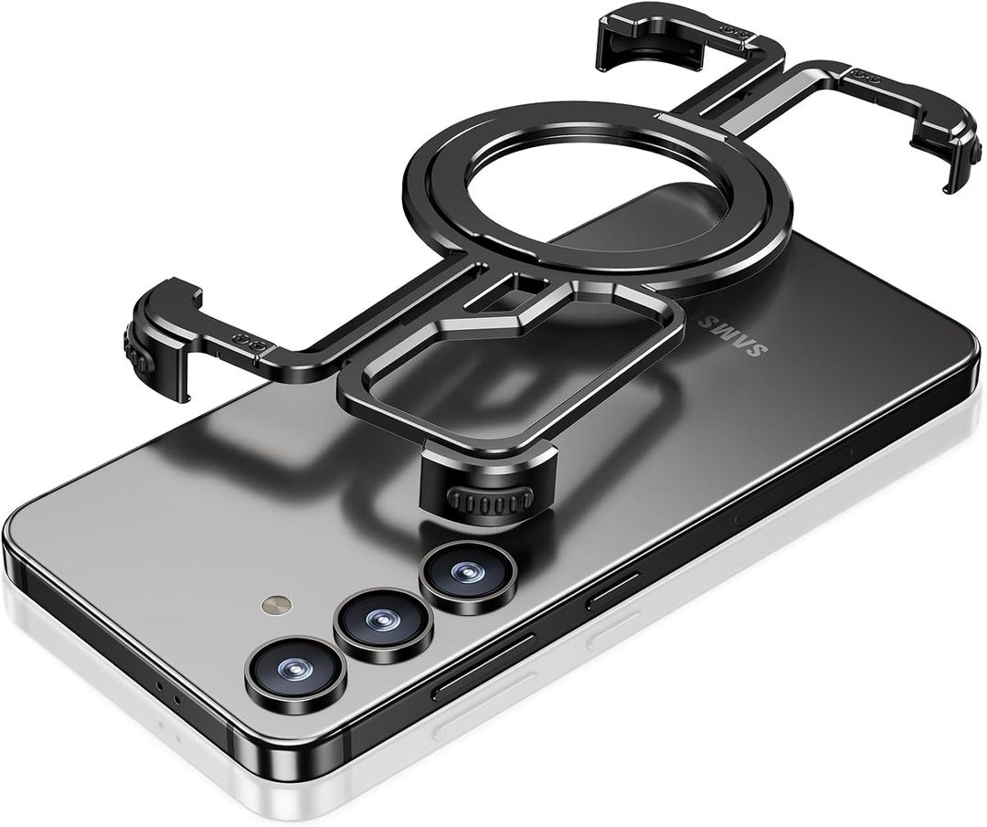 OATSBASF Samsung Galaxy S24 Bumper Case with Invisible Magnetic O-Ring Stand, Minimalist Frameless Case, Black