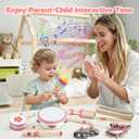Baby Musical Instruments - Montessori Musical Toys for Toddlers 1-3, Wooden Percussion Instruments Set, Kids Preschool Educational Music Learning Toys, Birthday Gifts for Boys Girls (Pink)