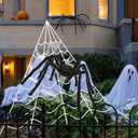 200" Halloween Spider Web + 59" Giant Spider + 20 baby spiders Decorations Fake Spiders with Triangular Huge Spiders Web for Indoor Outdoor Halloween Decorations Yard Home Parties Haunted House Dcor