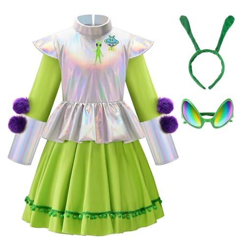 ReliBeauty Alien Costume for Girls Kids Halloween Toddler, 8-9/140