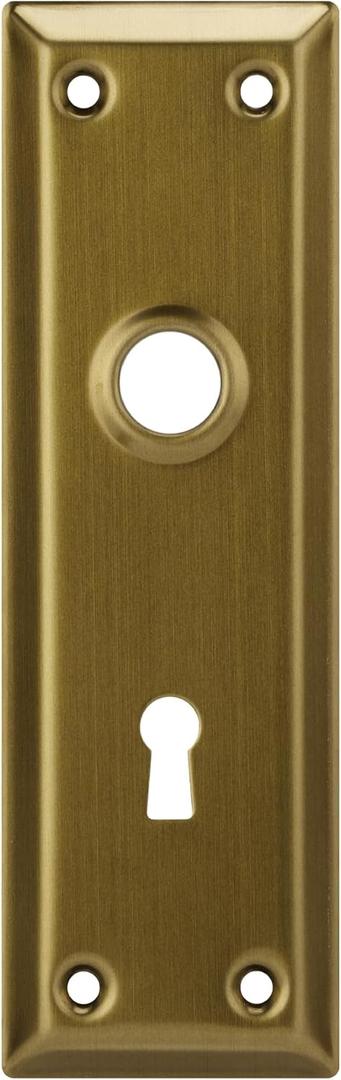 2 Pack Mortise Lock Door Plates for Interior Doors, Old Style Mortise Door Knob Cover Backplate Replacement, Antique Brass Door Escutcheon Plates (Rectangular)