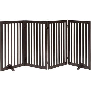 unipaws 36" H Free Standing Pet Gate for Dog Cat, Tall Wooden Dog Gates for Doorway, Stairs, Foldable Pet Fence for The House, Expandable Dog Barrier, Indoor Use, Espresso