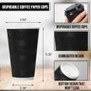 BYSNOW 100 Pack 16 oz Coffee Cups with Lids, Disposable Insulated Hot Cups To Go Paper Coffee Cups, Corrugated Ripple Wall Cup for Hot Drink, Office, Coffee Bar (Black 16 oz)