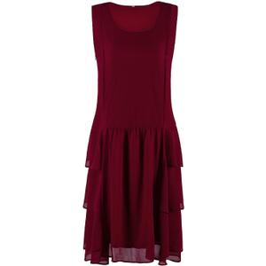 Vijiv Womens 1920s Inspired Flapper Dress High Tea Great Gatsby Maroon with Tiered Skirt 20s Dress (16-18)