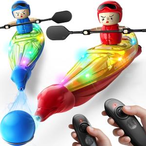 SYMA RC Boats 2 Pack for Kids 6-12, Remote Control Kayaks with Magnetic Dolphin Nose & 3 Balls, Up to 40 Min Playtime, LED Light Up Water Toys for Pool, Water Table & Bathtub