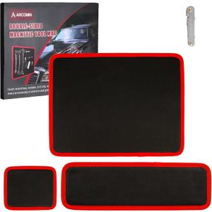 Arcomin 3PC Flexible Magnetic Tool Mat & Tray Holder - Magnetic Tool Tray, Flexible Magnetic Mat, PVC & Non-Slip for Garage Workshop, Auto Repair Tools (12.8x9.8/12.6x4/6.3x5.3in)