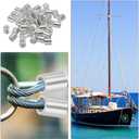 uxcell 3/8"(10mm) Aluminum Crimping Loop Sleeve, Wire Rope Stop Sleeve Round Crimp Ferrules for Wire Rope and Cable Ferrule, Silver 50Pcs