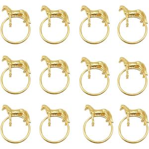 Standing Horse Shape Napkin Ring Metal Napkin Buckle Napkin Hotel/Hotel Supplies Napkin Rings Set of 12 - Gold