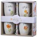 Christian Art Gifts Ceramic Coffee or Tea Mug Set for Women, Be Grateful, Faithful, Thankful, Joyful Bible Verse Mug Set, Boxed Set of 4 Coffee Cups
