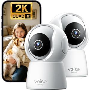 Veise 2K Indoor Camera for Home Security, 360° Wireless WiFi Pet & Baby Monitor with Phone App, AI Motion Detection, 2-Way Audio, Night Vision, SD/Cloud Storage, Works with Alexa & Google Home, 2.4GHz