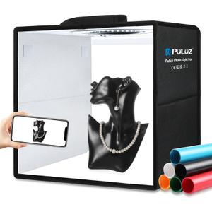 PULUZ Light Box Photography, 12"x12" Professional Dimmable Shooting Tent Kit with CRI >95 White Lighting 120 LEDs Lights + 6 Photo Backdrops for Product Display