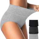 Eiggam Women's High Waisted Underwear Tummy Control Briefs Postpartum Womens C-Section Underwear Comfortable Cotton Stretch Ladies Panties(L)