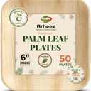 brheez Bamboo Plates Disposable Palm Leaf Plates | 6 inch bamboo appetizer plates | Eco Compostable Biodegradable Plates 50 peice