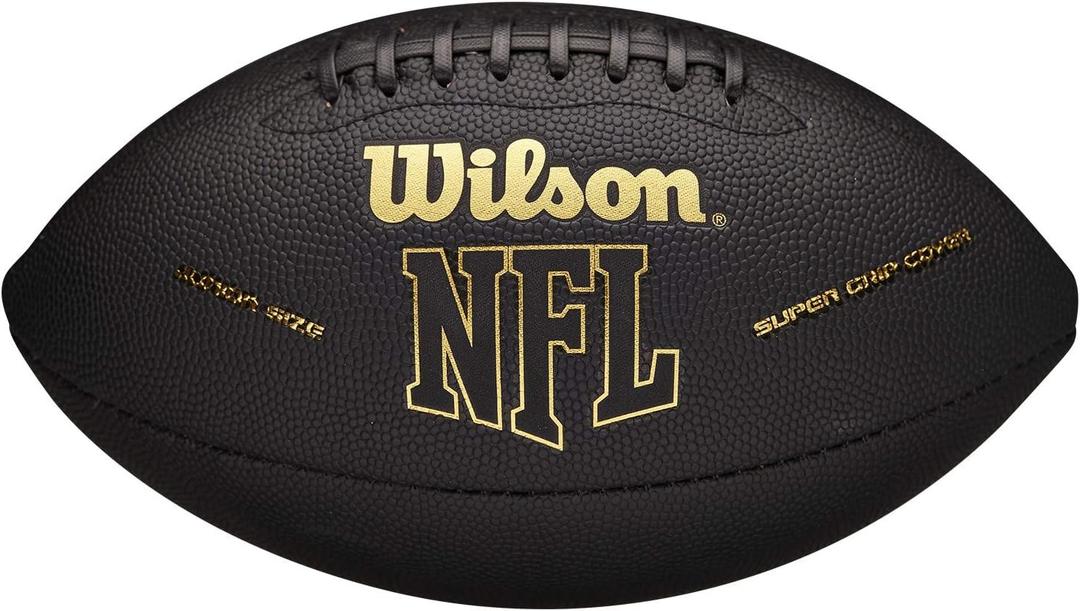 Wilson NFL Super Grip Composite Footballs (Junior size (4th-6th grade; Ages 9-12), Black/Gold)