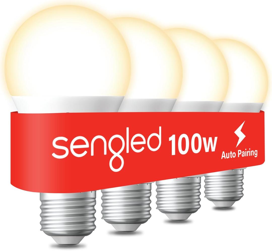 Sengled Alexa Light Bulbs, 100W Equivalent Smart Light Bulbs Bluetooth Mesh 1500 LM, Smart Bulbs That Work with Alexa Only, Dimmable LED Bulbs A19 2700K High Brightness, No Hub Required, 4 Pack