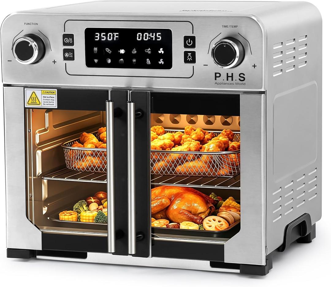 PHS 24 QT French Door Air Fryer Toaster Oven Combo with Rack, Standard