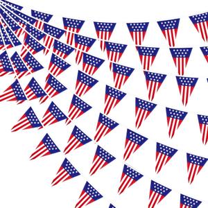 GCQQ USA Flag Pennant Banners - 40pcs Red White Blue Decorations 36FT 4th of July Patriotic Stars and Stripes Triangle Banner Garands for President Day American Independence Day, Memorial Day, Labor and Olympics Decor
