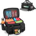 Cornhole Bag Holds Up to 14 Bean Bags, Professional Cornhole Carrying Bag with Detachable Divider, Molle Straps and Multiple Pockets for Essentials, Black