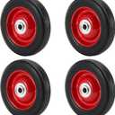 MAHIONG 4 Pack 6 x 1.5 Inch Solid Rubber Wheels, 1/2 Inch Bore Axle Replacement Hand Truck Wheel with Ball Bearing, 176 Lbs Capacity Flat Free Rubber Tire (Red)