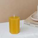 Natural Beeswax Pillar Candles 2x3Inch,Hand Poured Pure Beeswax Candles- Hexagon,Unscented Candle for Home Deco, Birthday Gift(Pack of 2) (Yellow)