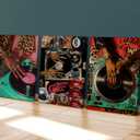3Pcs Trendy Black Woman Wall Art Fashion Black Girl Leopard Picture Wall Decor Vintage Music DJ Record Aesthetic Poster African American y2k Art Painting Canvas Prints Artwork for Living Room Bedroom, 24L''x16W''-Canvas
