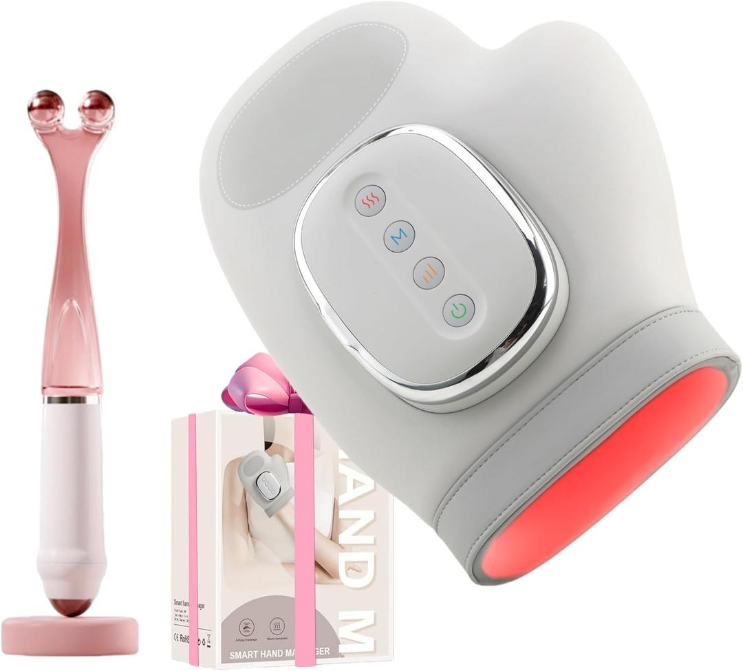 Hand Massager with Heat and Compression, Cordless Hand Massager for Arthritis and Carpal Tunnel, 3 Massage 4 Temperatures 5 Compression Models