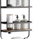 Zenna Home Hanging Shower Caddy, Over The Shower Head Caddy with 2 Bamboo Shelves and Soap Dish, Easy to Install Bathroom Hanging Organizer, Matte Black