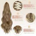 FELENDY 16" Ponytail Extension Long Curly Wavy Ponytails Clip in Claw Hair Extension Pony Tails Natural Looking Synthetic Hairpiece for Women Light Brown mix Ash Blonde