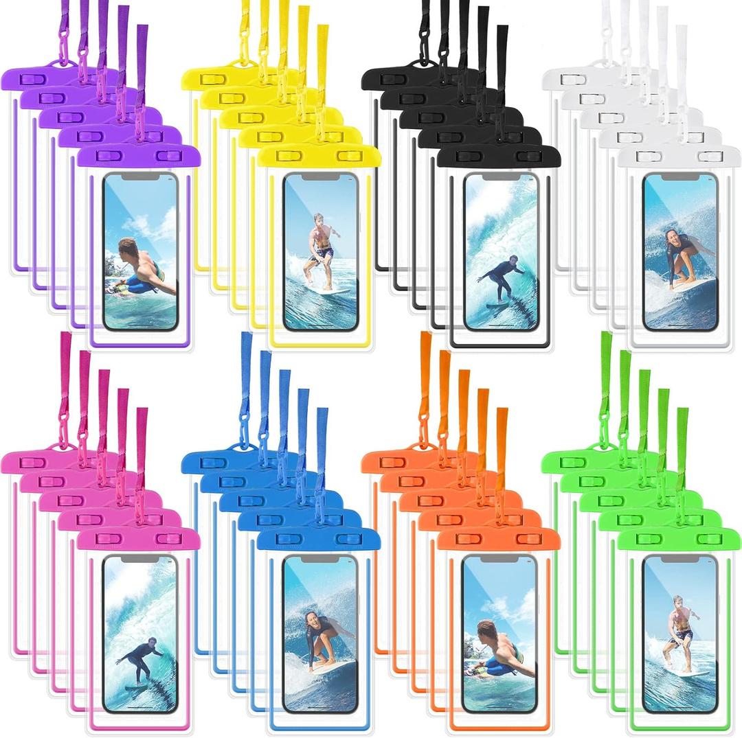 Flutesan 40 Pack Universal Clear Waterproof Phone Pouch Cell Phone Pouch Dry Bag Waterproof Cases Bag with Lanyard for Outdoor Sport Water Games Protect, up to 7 Inches(Multicolor)