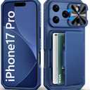BXYJY for iPhone 17 Pro Case Wallet with Card Holder (4-5 Cards), Slide Camera Cover, Military Grade Drop Shockproof, Heavy Duty Rugged Women Men Phone Case for iPhone 17 Pro 6.3" 2025, Blue
