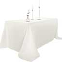 Ascoza 2pack 90x156 Inch Ivory Rectangular Tablecloth 8 Feet Table Cloth in Polyester Fabric for Wedding/Banquet/Restaurant/Parties