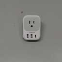 TESSAN US to India Plug Adapter, India Power Adapter with 4 American Outlets 3 USB Charger (1 USB C Port), Type D Travel Adaptor for USA to Bangladesh Maldives Nepal Pakistan