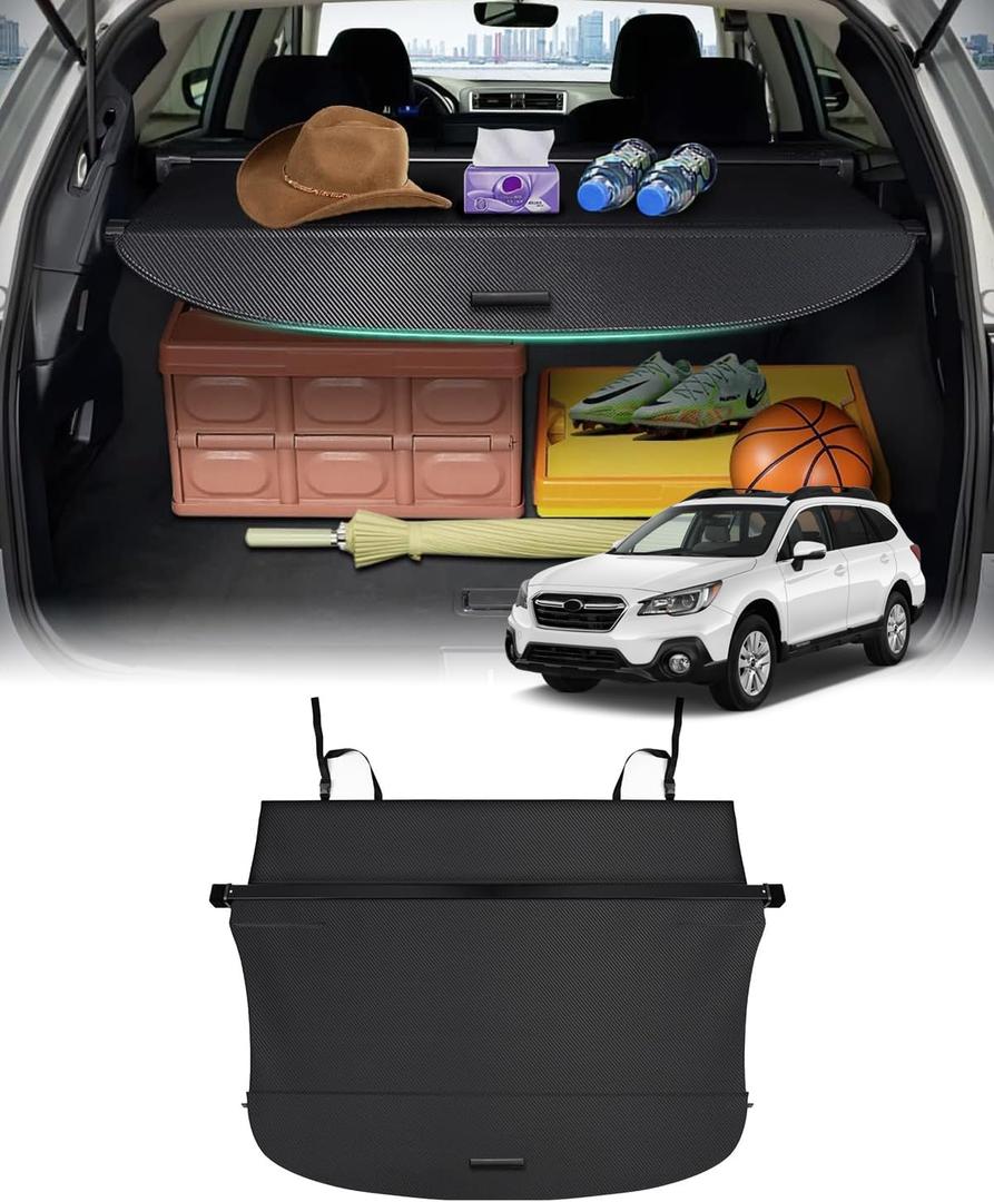 Powerty Cargo Cover for 2015-2018 2019 Subaru Outback Accessories Trunk Cover Retractable Trunk Shielding Shade Cargo Luggage Cover No Gap (Only for Power Liftgate)