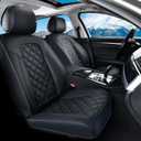 Leather Seat Covers Full Set Universal Fit for Honda Civic Accord CRV Toyota Camry Prius Rav4 Corolla Kia Lexus Nissan Mazda Jeep Cherokee and Most Cars, Waterproof Car Seat Cover Seat Protector Black