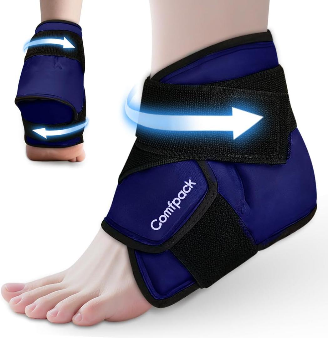 Comfpack Ankle Ice Pack Wrap for Swelling, Heel Ice Pack for Pain Relief, Hot Cold Therapy Cold Pack for Plantar Fasciitis, Achilles Tendonitis, Ankle Sprain, Foot Pain, Navy