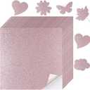 Dunzoom 18 Sheets Pink Glitter Cardstock Sticker Paper 11.6" x 11.6" Self Adhesive Heavyweight Sparkly Construction Paper for Graduation Cap Topper Decor Scrapbooking DIY Craft 250gsm