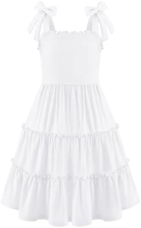 Arshiner Girls Summer Dress Tween Boho Casual Bowknot Strap Sundresses | Sleeveless, Swing, Flowy, Ruffle, Tiered, with Pockets 130