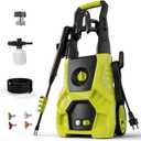 Electric Pressure Washer - 4800 PSI, 3.0 GPM High Power Washer Electric Powered with 35FT Power Cord, 4 Nozzles, Foam Cannon for Cleaning Cars, Driveways, Patios, Gardens, and Outdoor Surface, Green