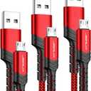 JSAUX Micro USB Charger Cable, (3-Pack 3.3ft+6.6ft+10ft) for Android Charger Micro USB to USB A Nylon Braided Cord Compatible with Samsung Galaxy S6 S7 Edge Note 5, Kindle and More-Red