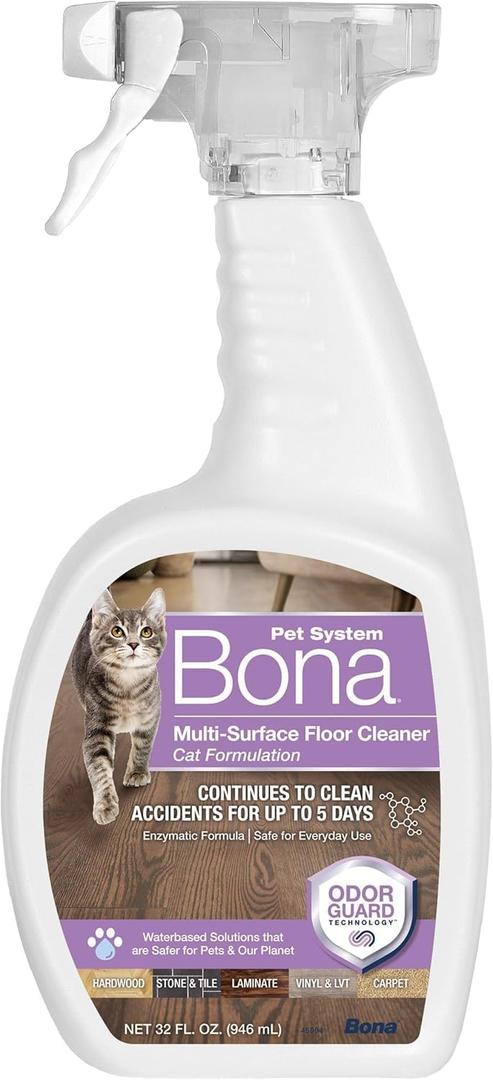 Bona Pet Spray Odor Eliminator, Cat Formulation, 32 fl oz, Safe for Carpets and Multi-Surface Floors
