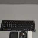 Foldable & Folding Wireless Keyboard Set Combo for iPad, Transparent Bluetooth Typepad & Mouse, Compatible with iOS, Windows, Android, Smartphones, Laptops, etc.