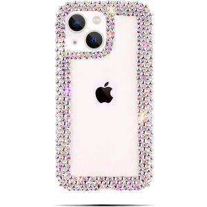 Bonitec Compatible with iPhone 13 Case for Women Girls 3D Glitter Sparkle Bling Case Luxury Shiny Cute Crystal Charms Rhinestone Diamond Bumper Clear Protective Cases Cover Clear