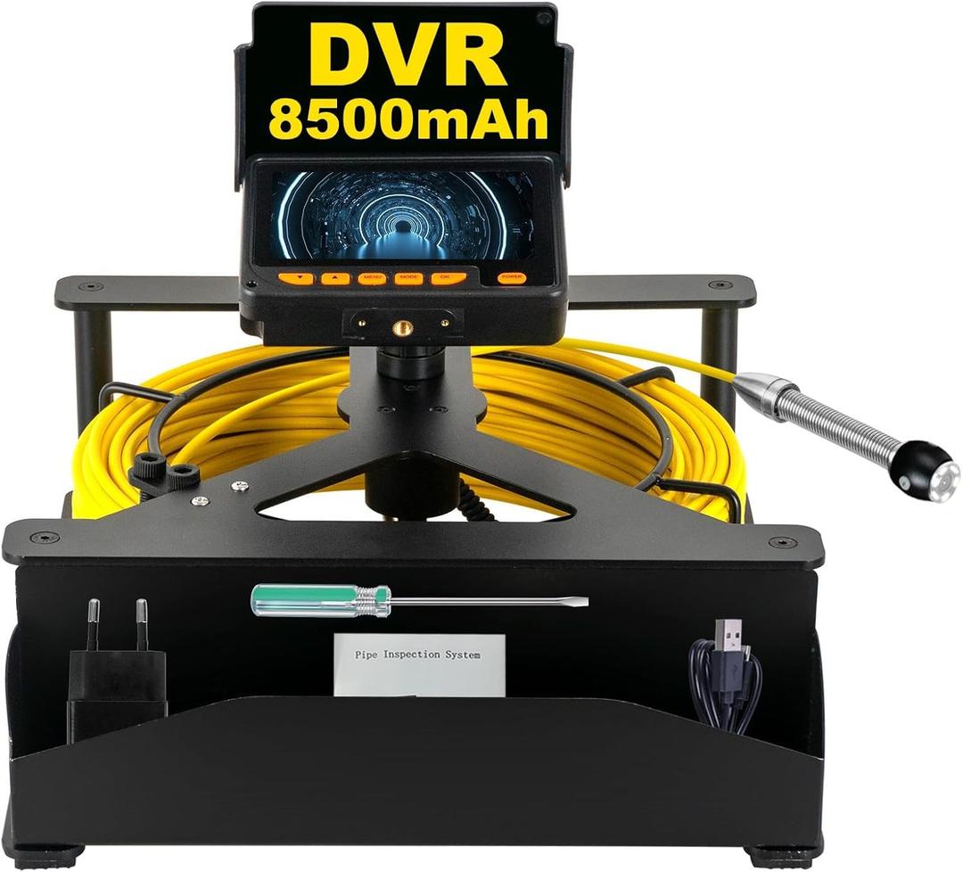 Sewer Camera,4.3" HD Screen with 16GB DVR Function,Works Underwater Up to 10Meters Drain Pipe Inspection Camera for Home Wall Duct Drain Pipe Plumbing(Fits Pipes>1" Diameter,164ft/50M)