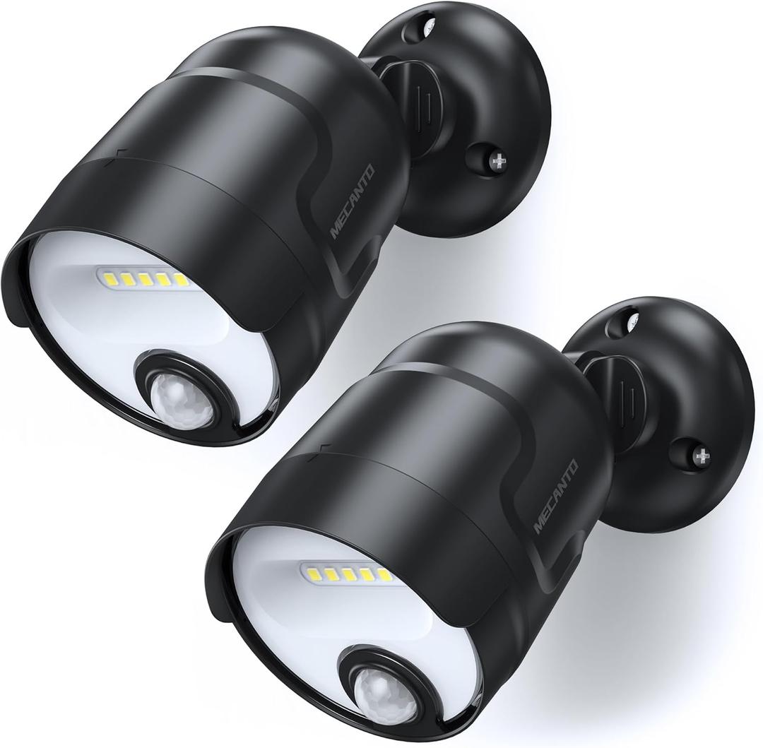 Battery Operated Motion Sensor Light Outdoor, 4000mAh Rechargeable 600 Lumen Battery Powered Spotlight Outdoor Waterproof for Porch, Garage, House(2 Pack)(Non-Solar)