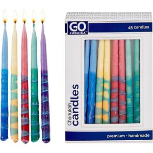 Dripless Hanukkah Candles | Tapered Multicolor Chanukah Bulk Candles Value 45 Pack | Standard Size Menorah Premium Quality Wax Jewish Holiday Party Favors Gifts, Decorations for All 8 Nights